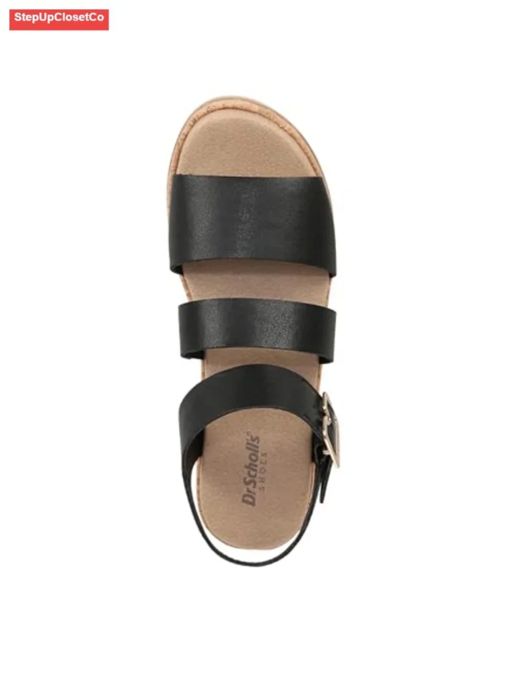 Platform Wedge Sandal with Faux Leather and Cork Espadrille Detail